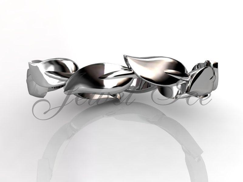 Floral Wedding Band - Platinum Unusual Unique Leaf and Vine Floral Wedding Band