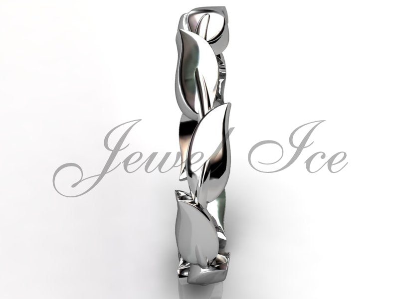 Floral Wedding Band - Platinum Unusual Unique Leaf and Vine Floral Wedding Band