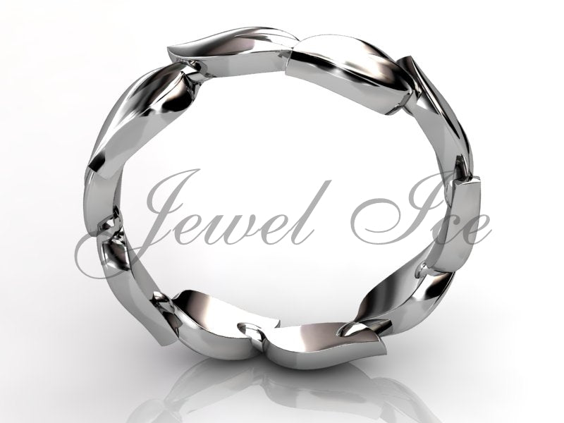 Floral Wedding Band - Platinum Unusual Unique Leaf and Vine Floral Wedding Band