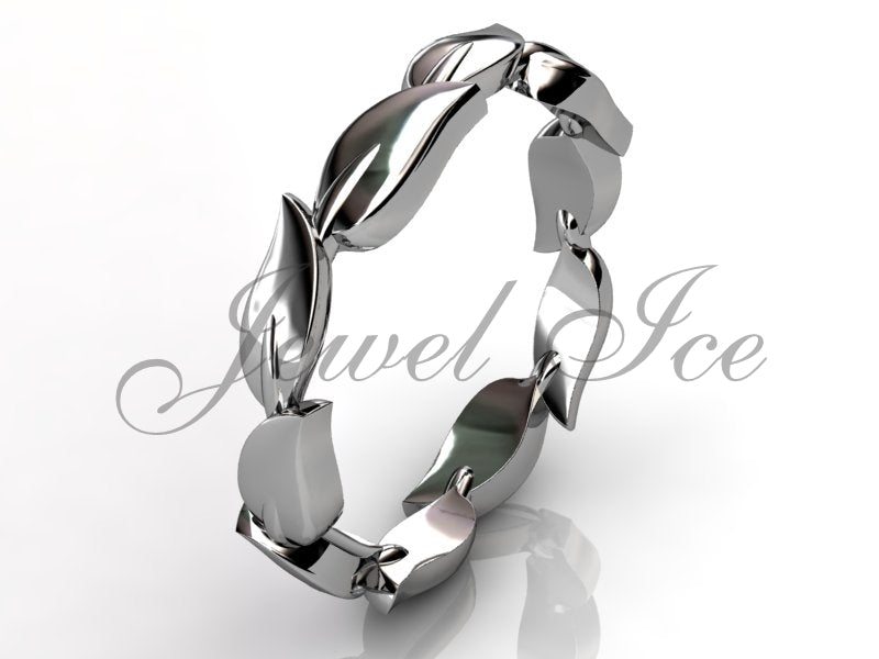 Floral Wedding Band - Platinum Unusual Unique Leaf and Vine Floral Wedding Band