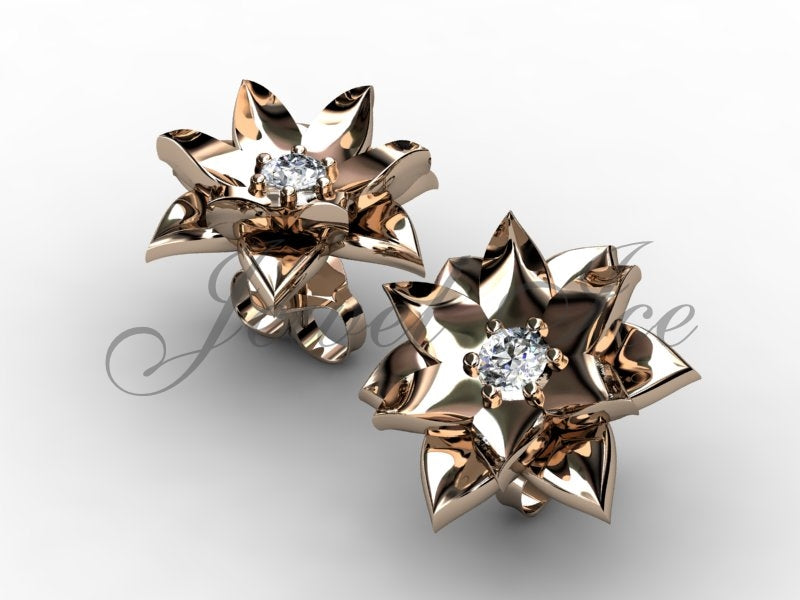 Unique Lotus Stud Earrings