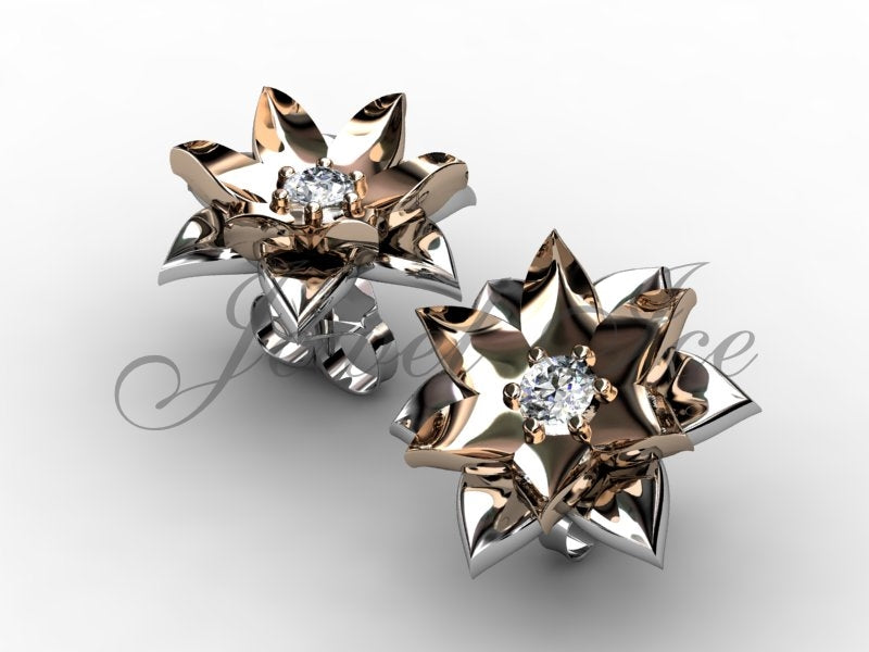 Unique Lotus Stud Earrings